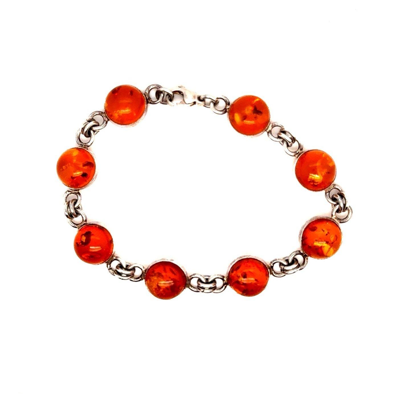 Silver 925 Circle Amber Bracelet