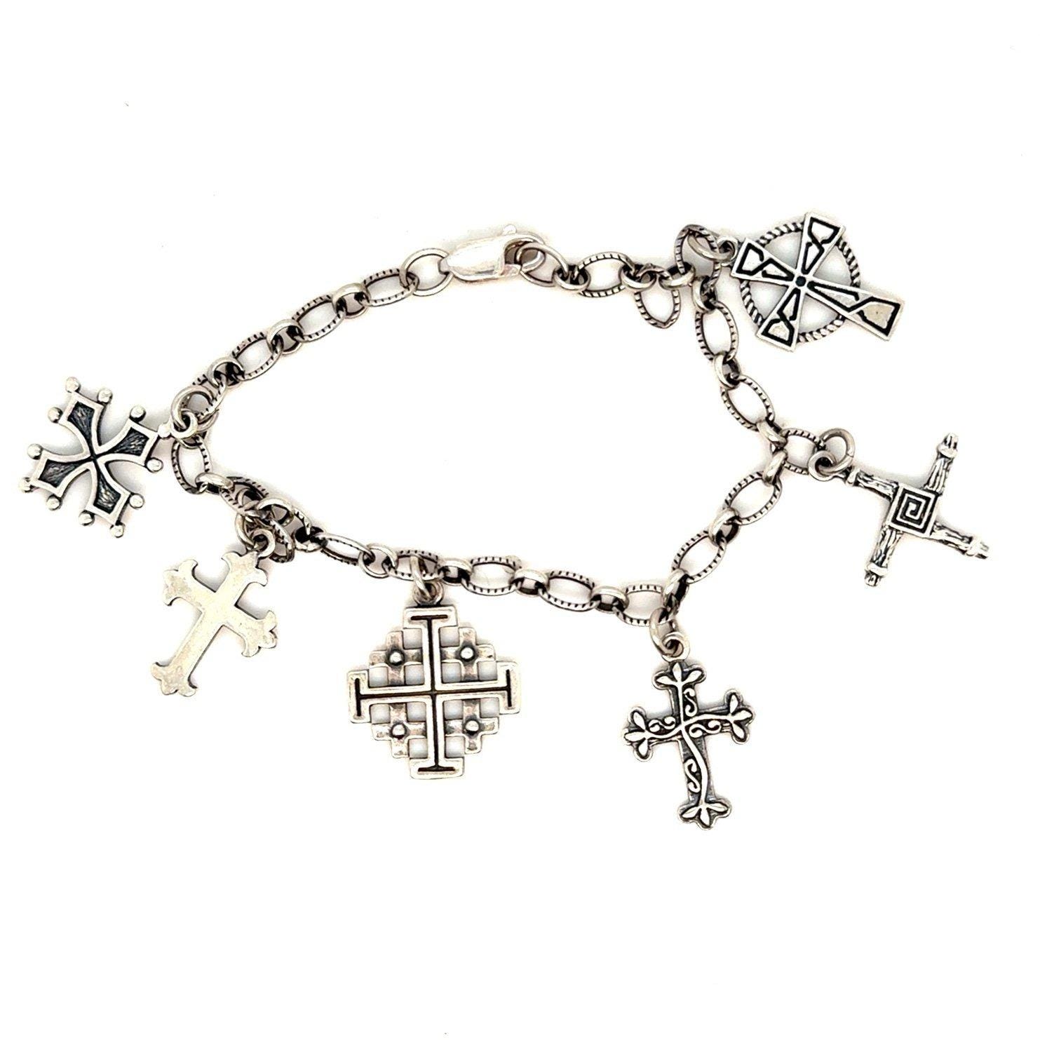 Sterling Silver 925 Cross Charm Bracelet