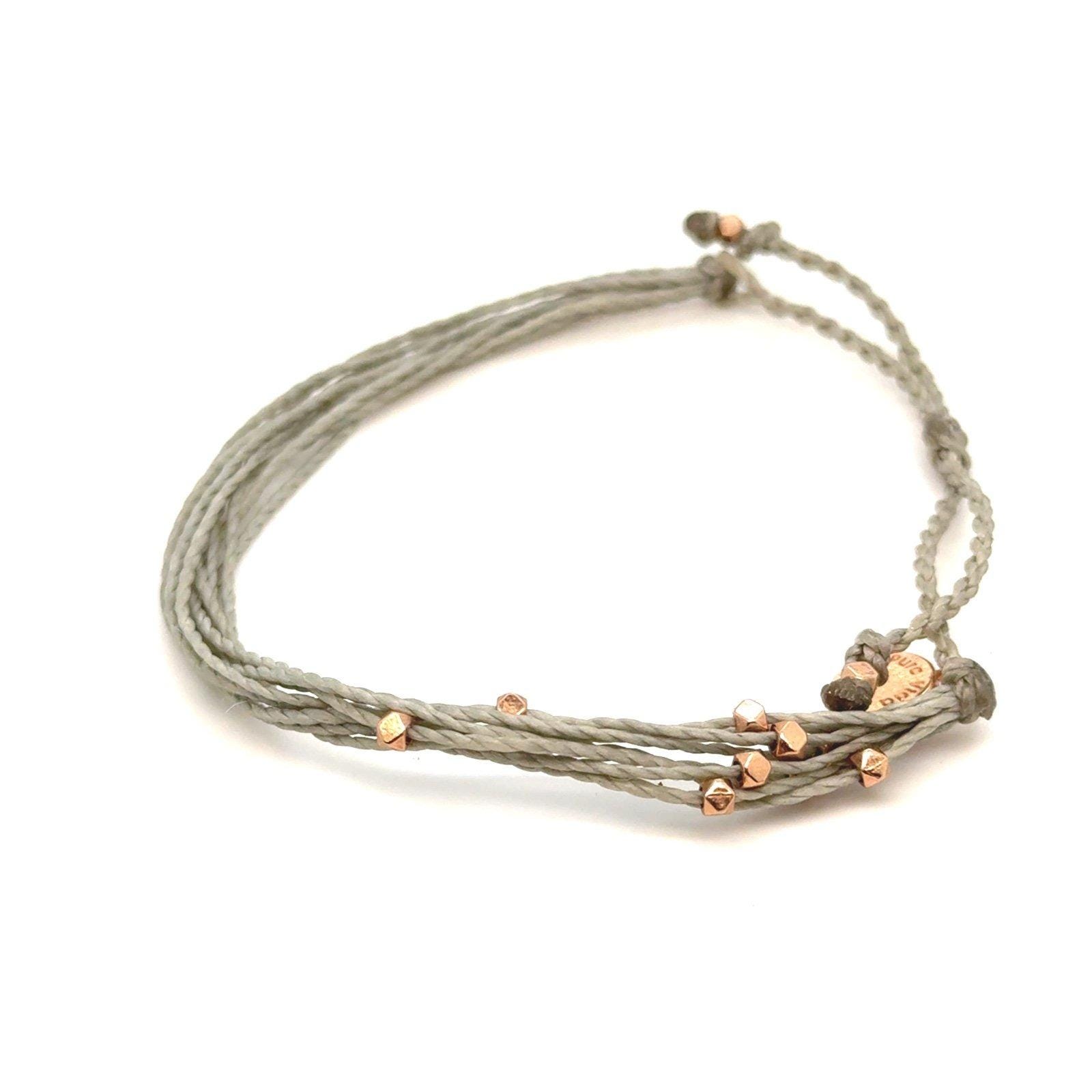 Pura Vida Olive Green Rose Gold Beads Bracelet