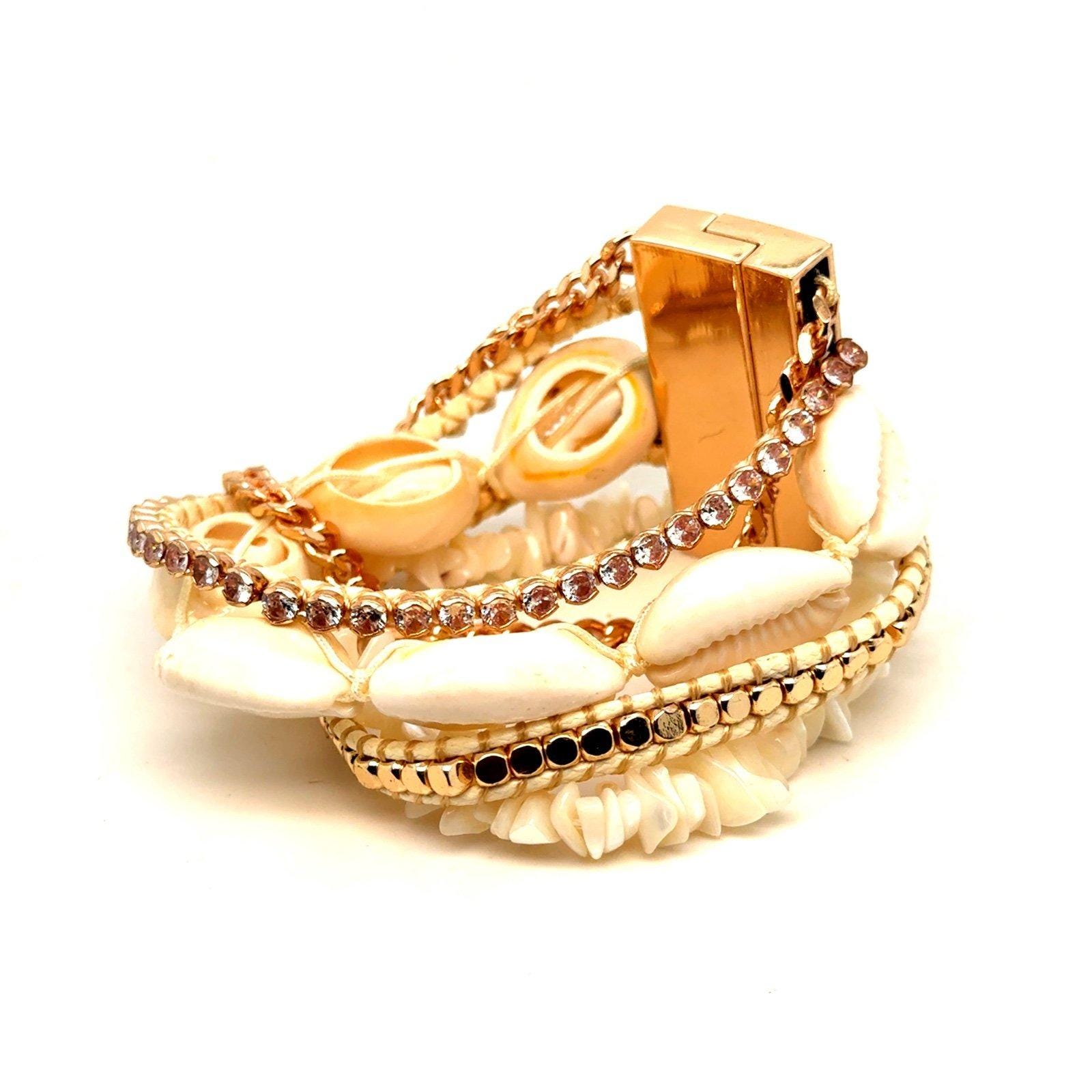 Victoria Emerson Shell/Rhinestones Multistrand Bracelet