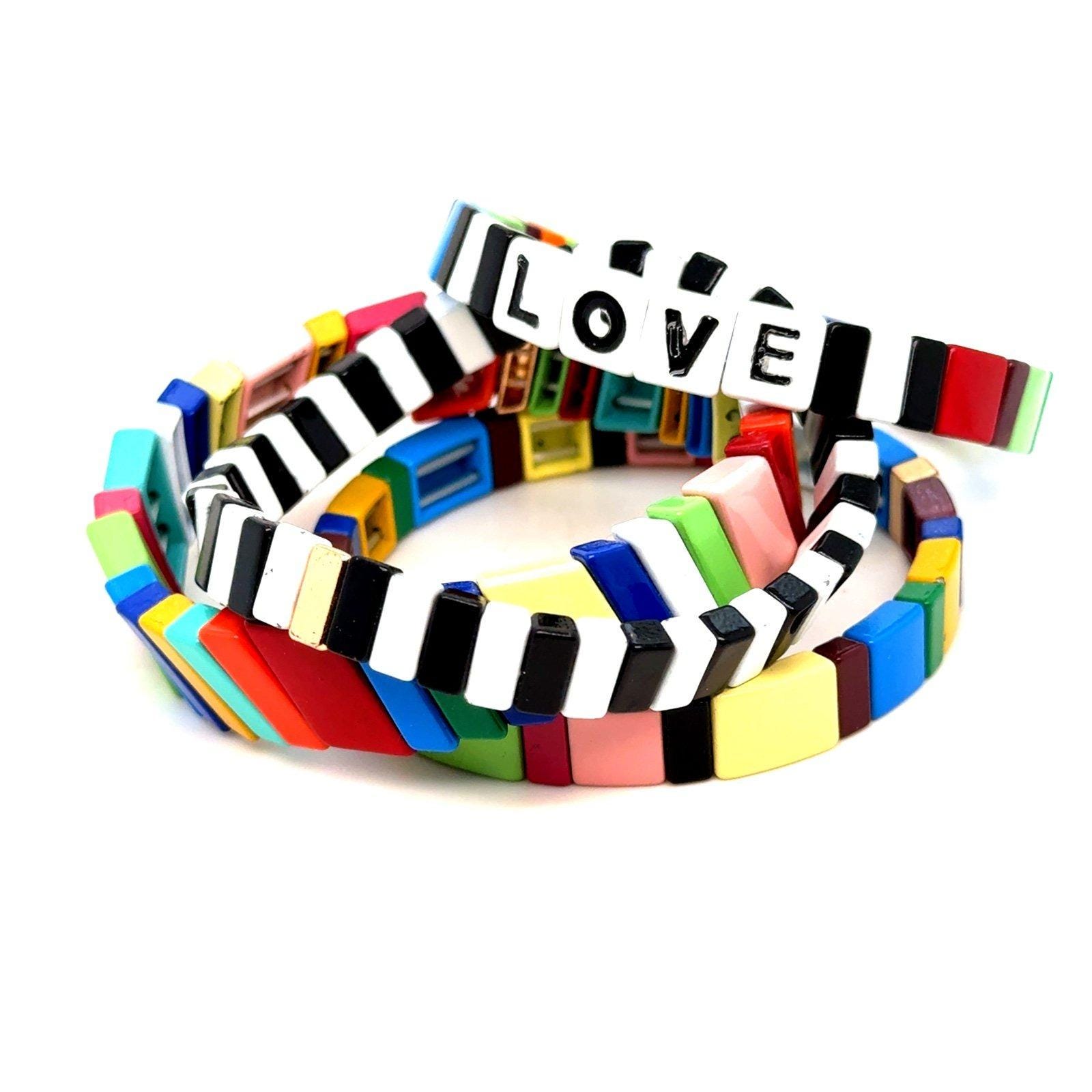 4 Multicolor Stretch Love Bracelets