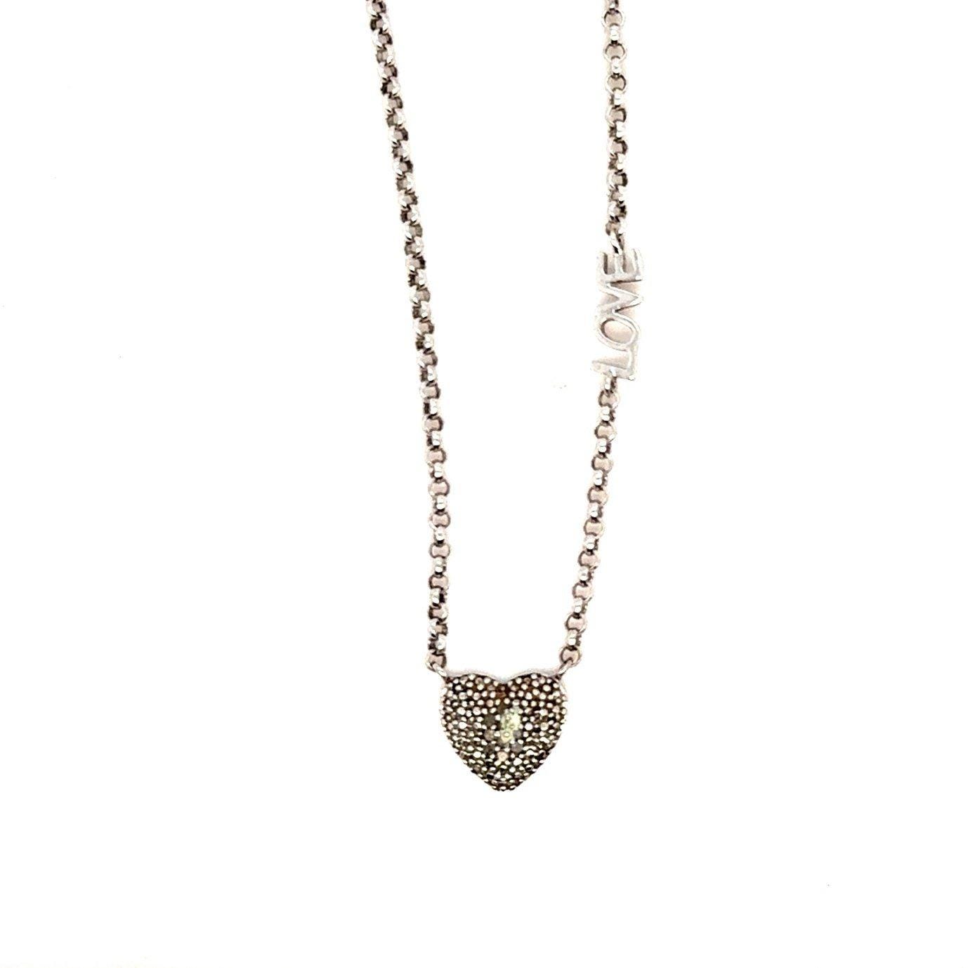 925 Silver Pave Stones Love Necklace