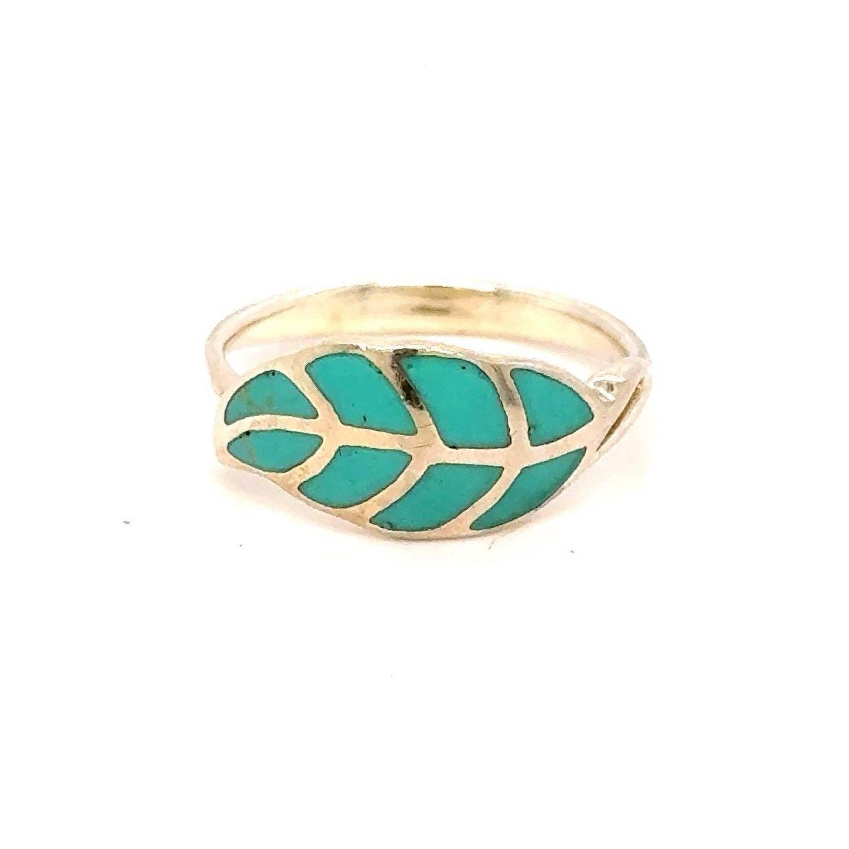 Silver 925 Petite Enamel Leaf Ring