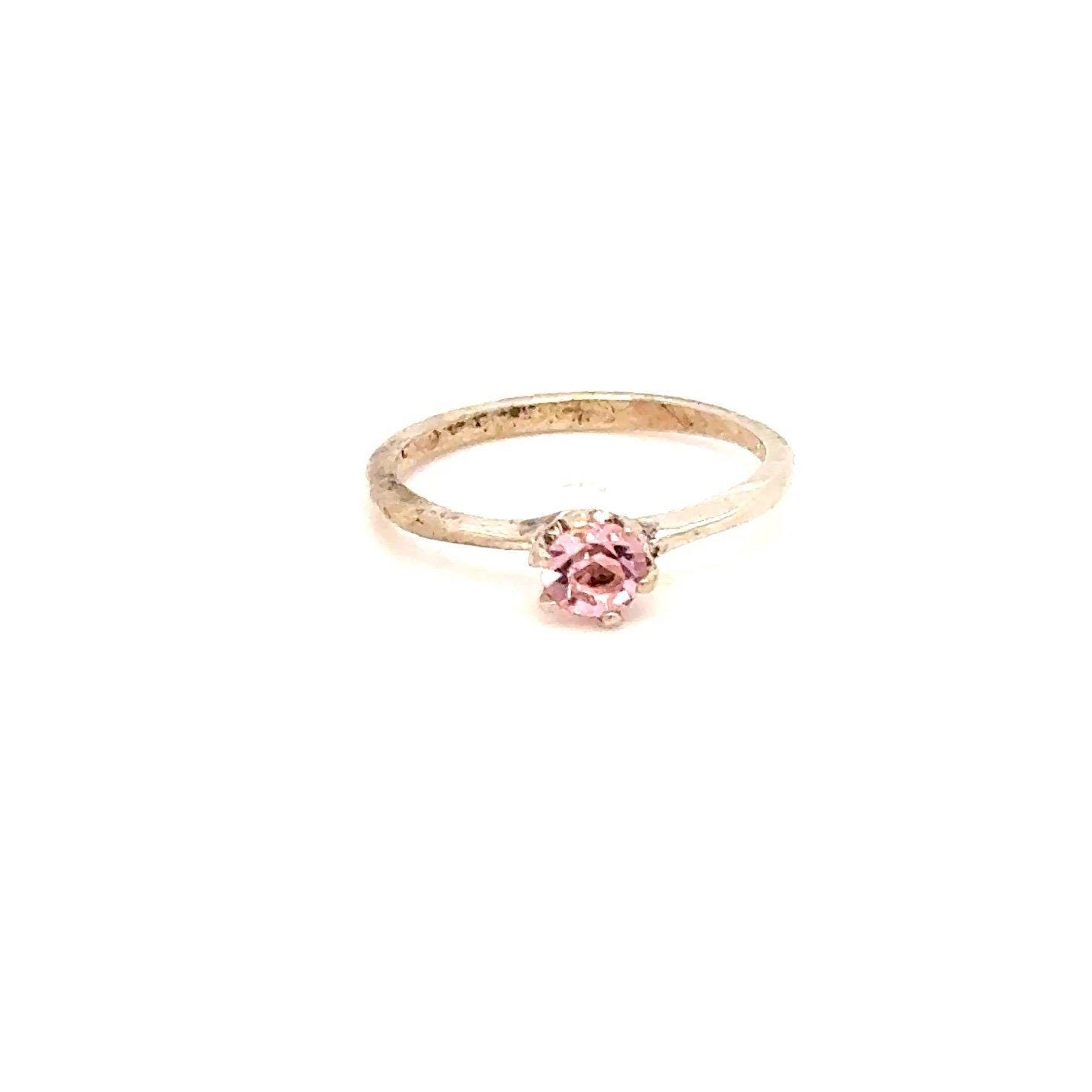 Silver 925 Pink Stone Pinky Ring
