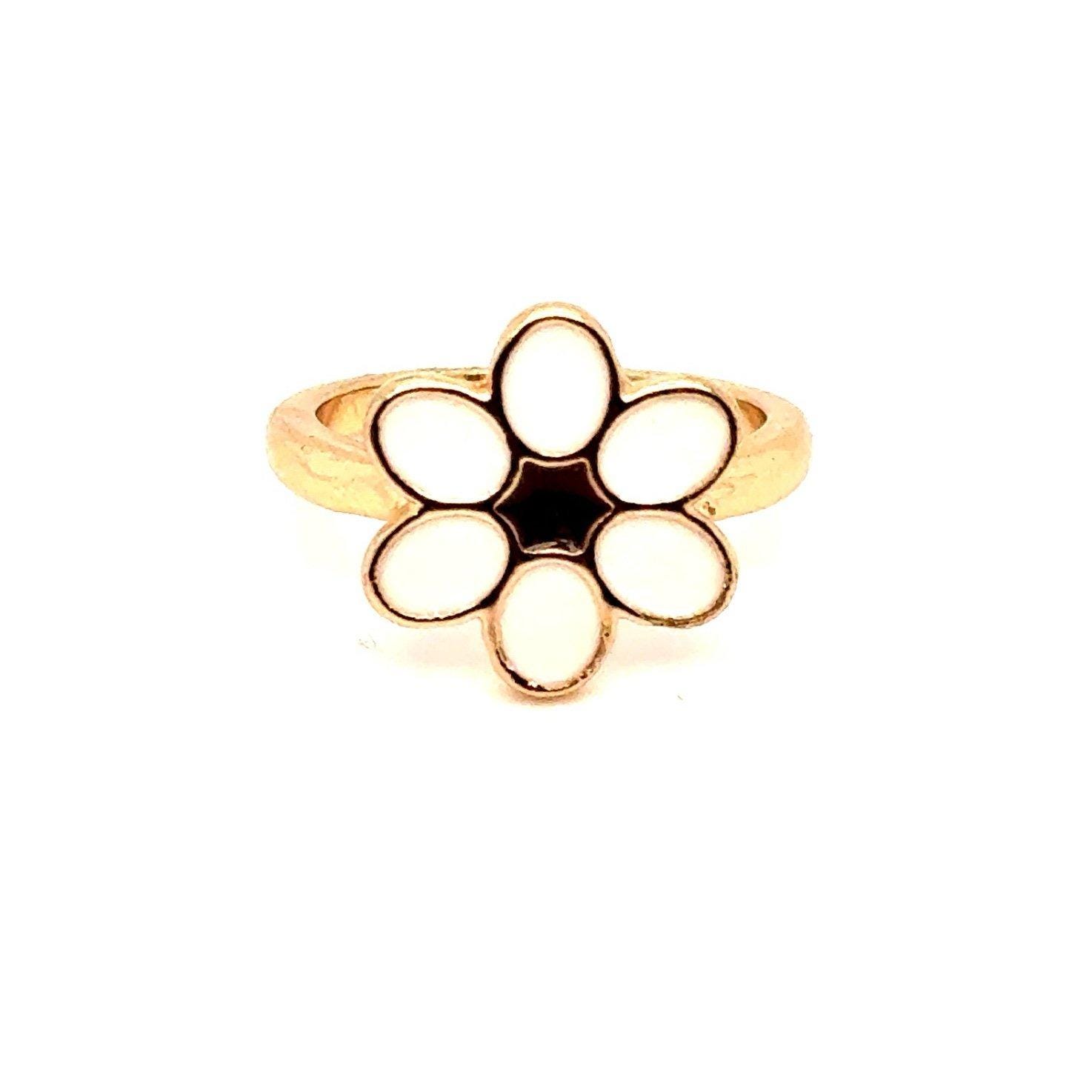 White Enamel Flower Ring