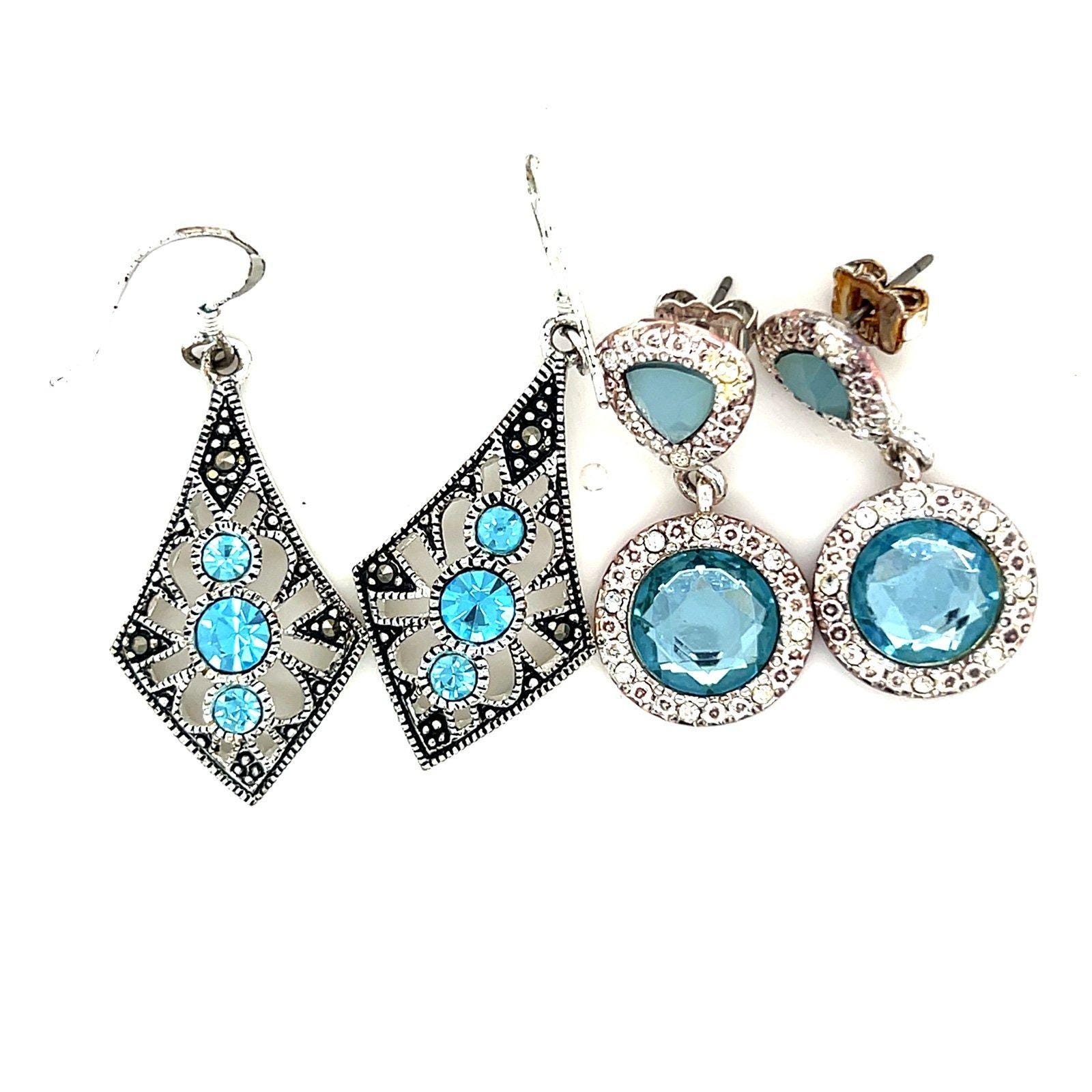 Blue Stone Earrings - 2 Pairs