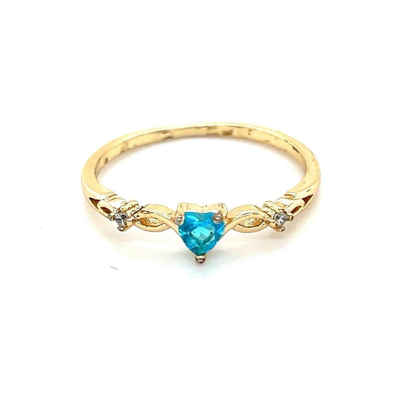 Dainty Blue Stone Heart Shaped Ring