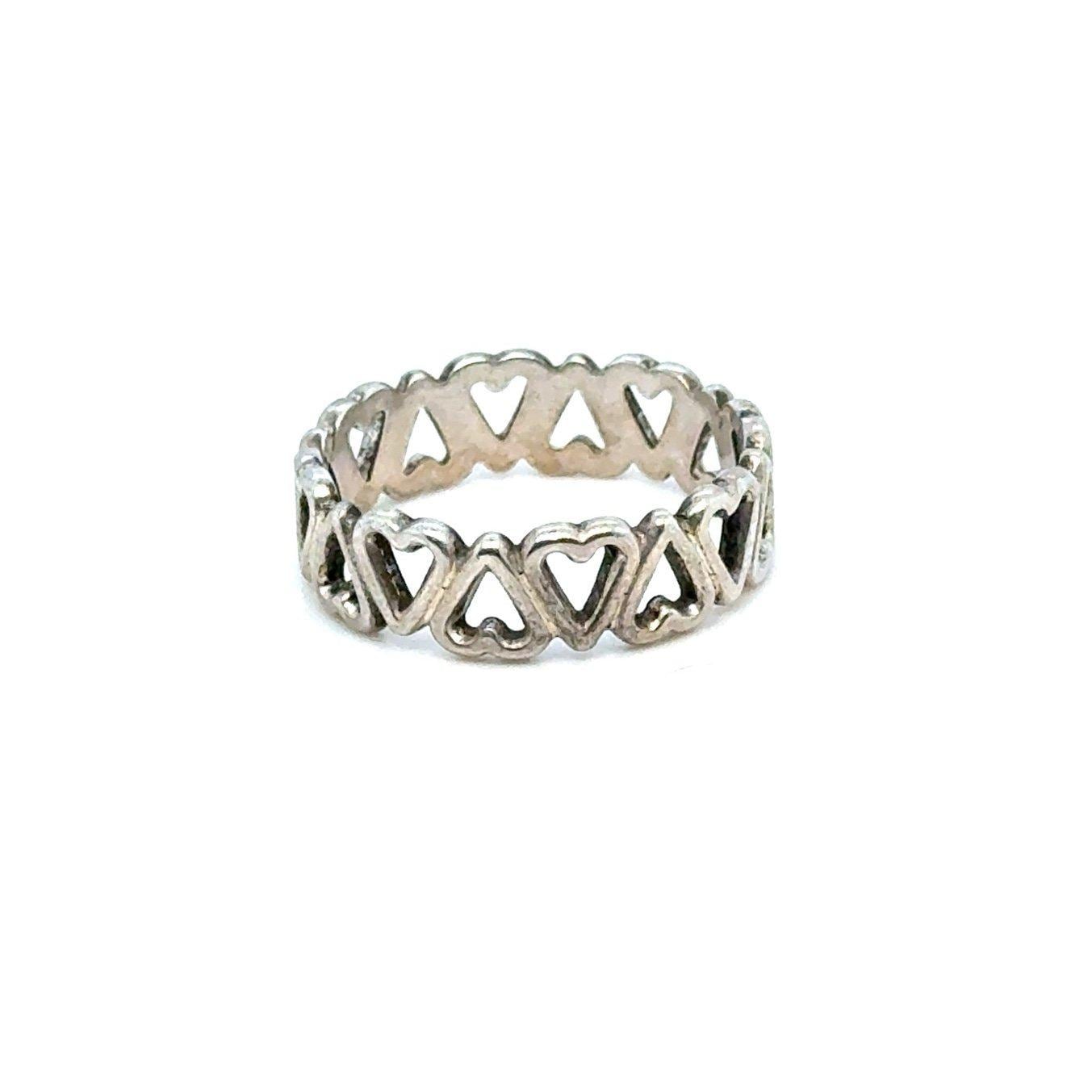 Silver 925 Hearts Link Band Ring