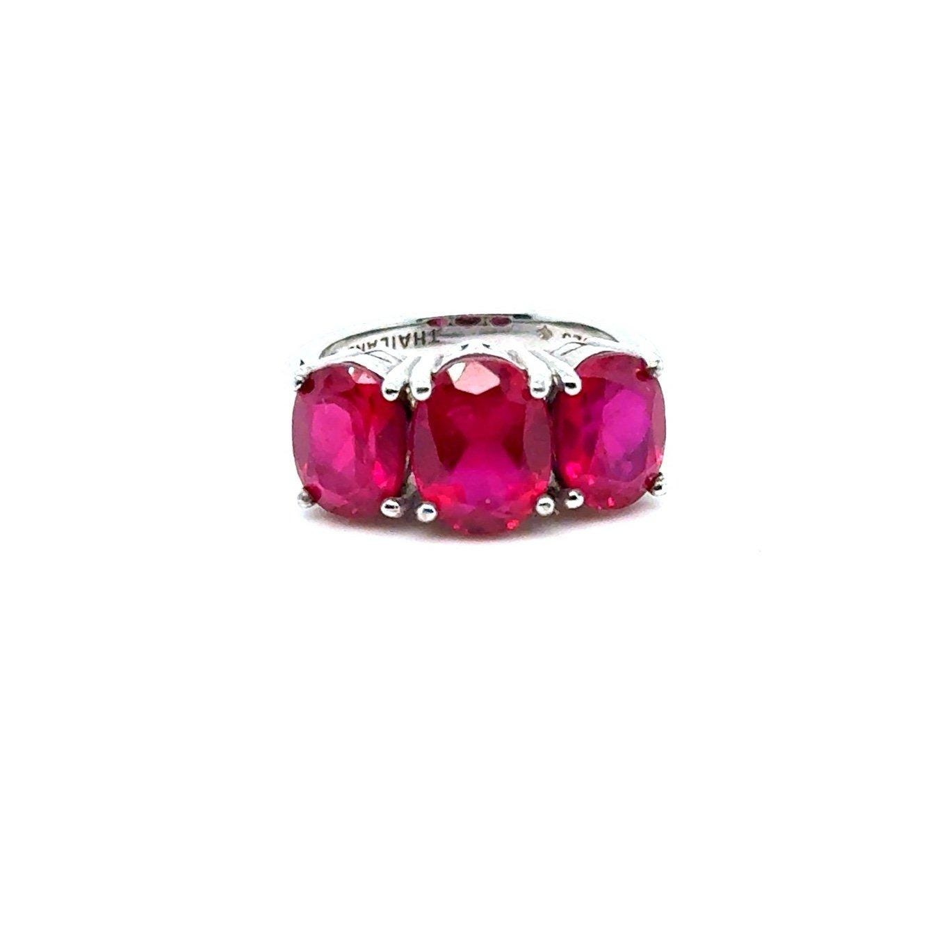 Ruby Colored Stones Silver 925 Ring