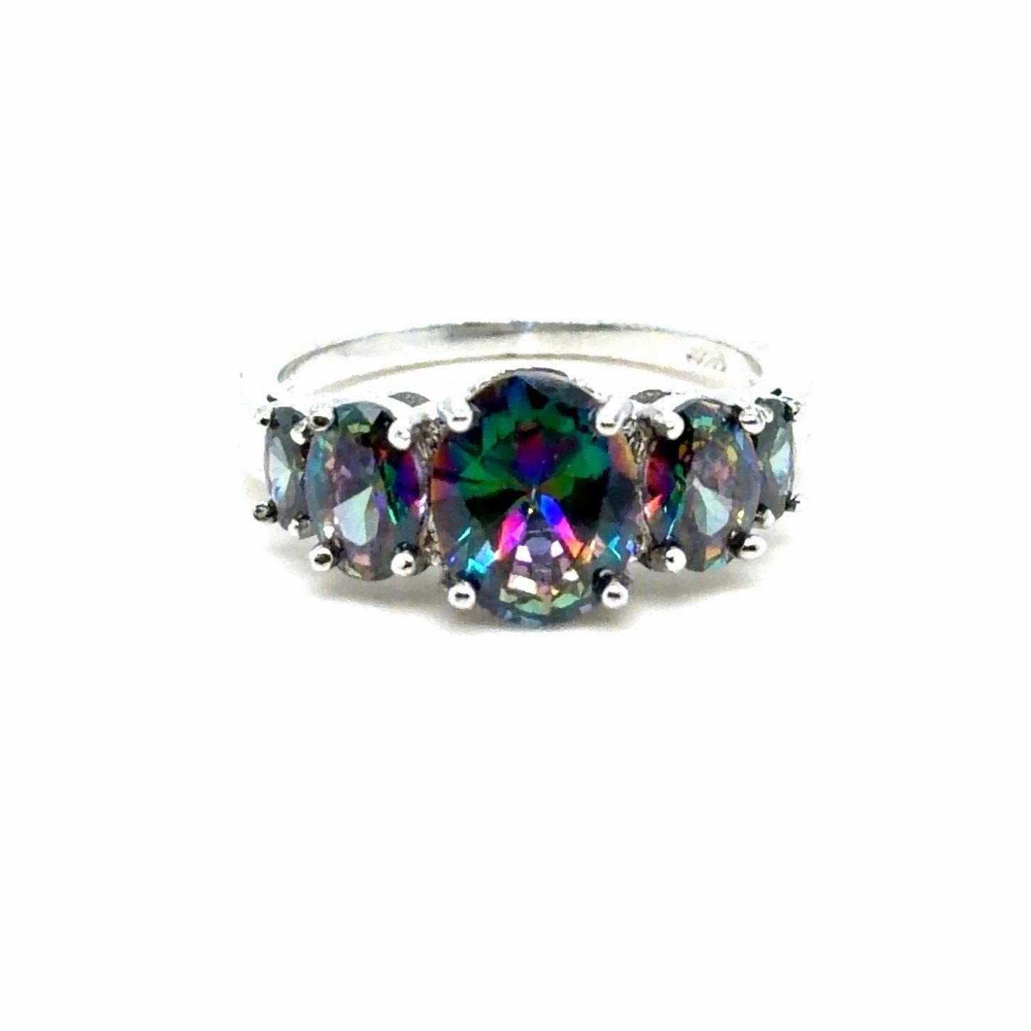 Silver 925 5-Mystic Topaz Ring