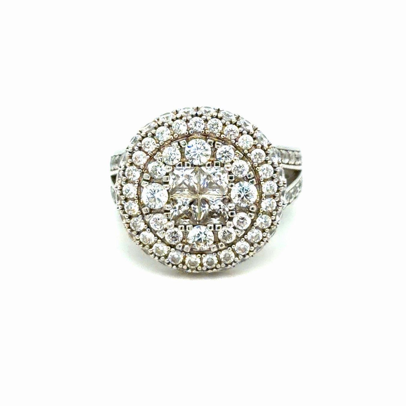 Sparkling Princess/Round Cz Circle Silver 925 Ring