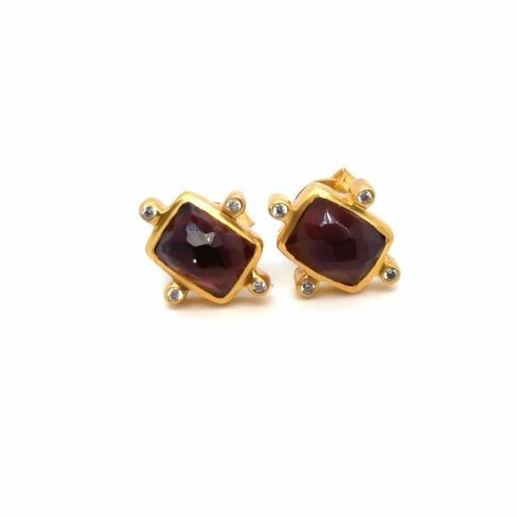 Julie Vos Clara Deep Red Stone Stud