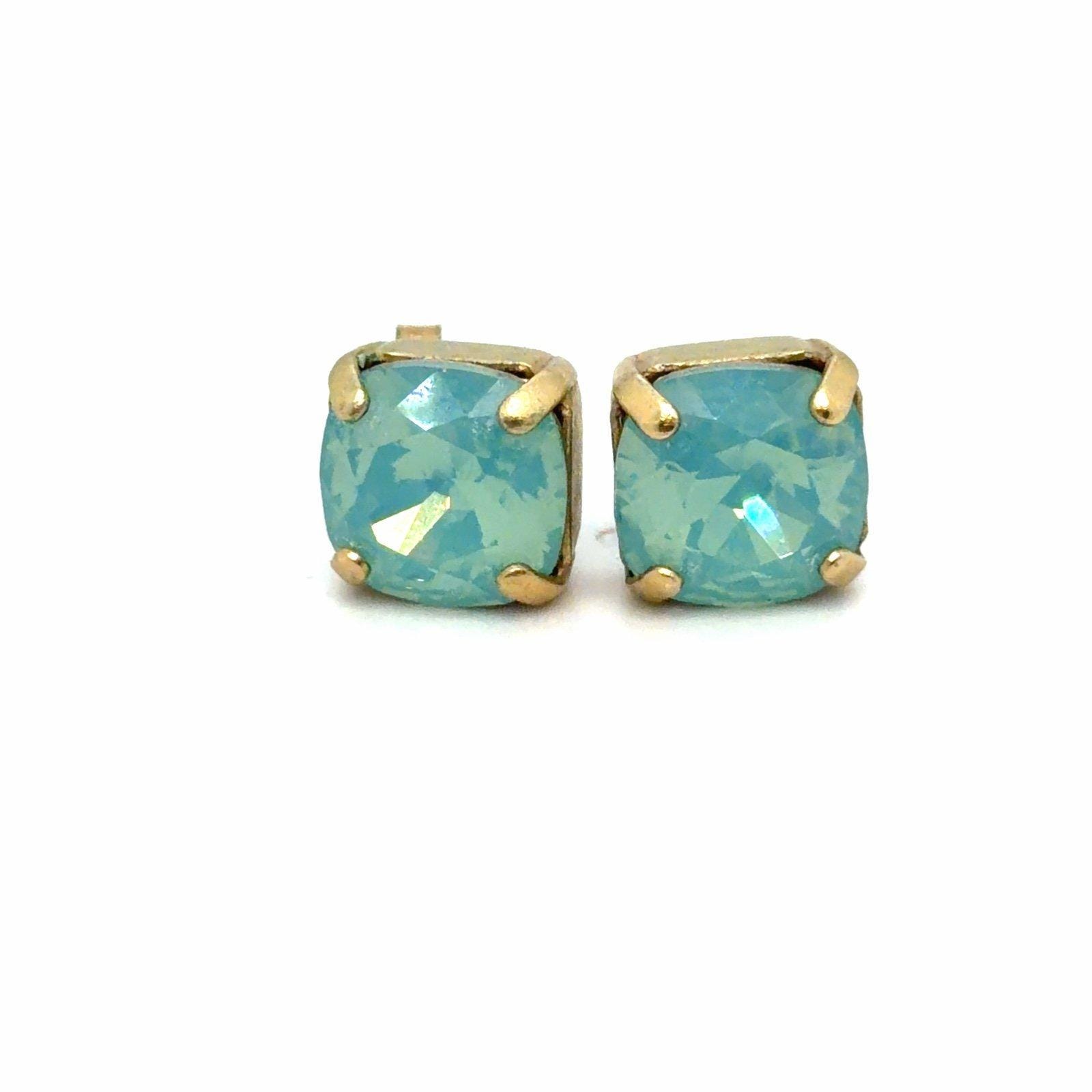 Teal Color Square Stud Earrings