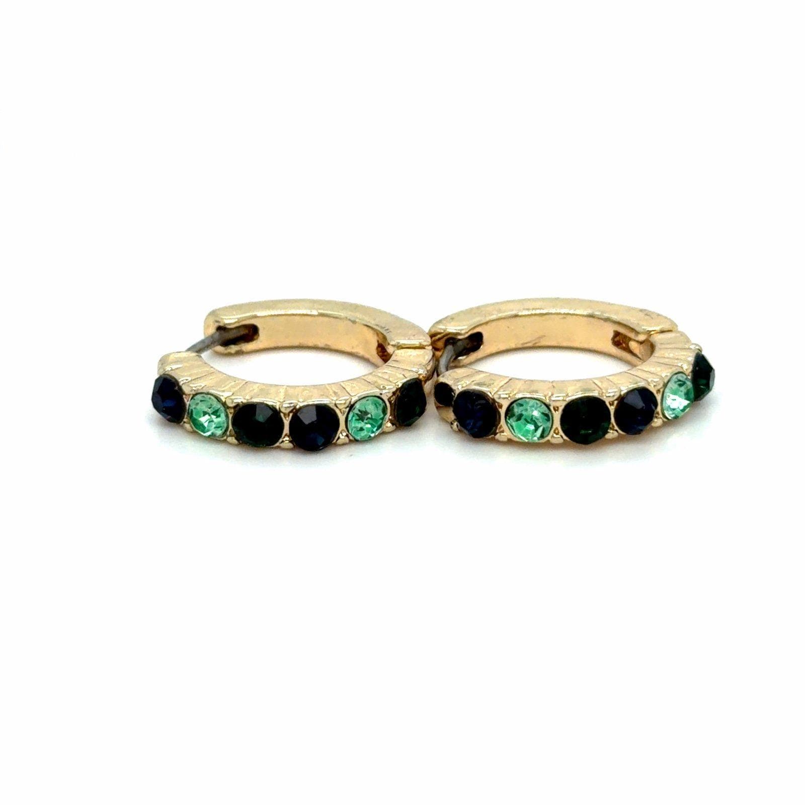 Green/Blue Stones Hoops Earrings