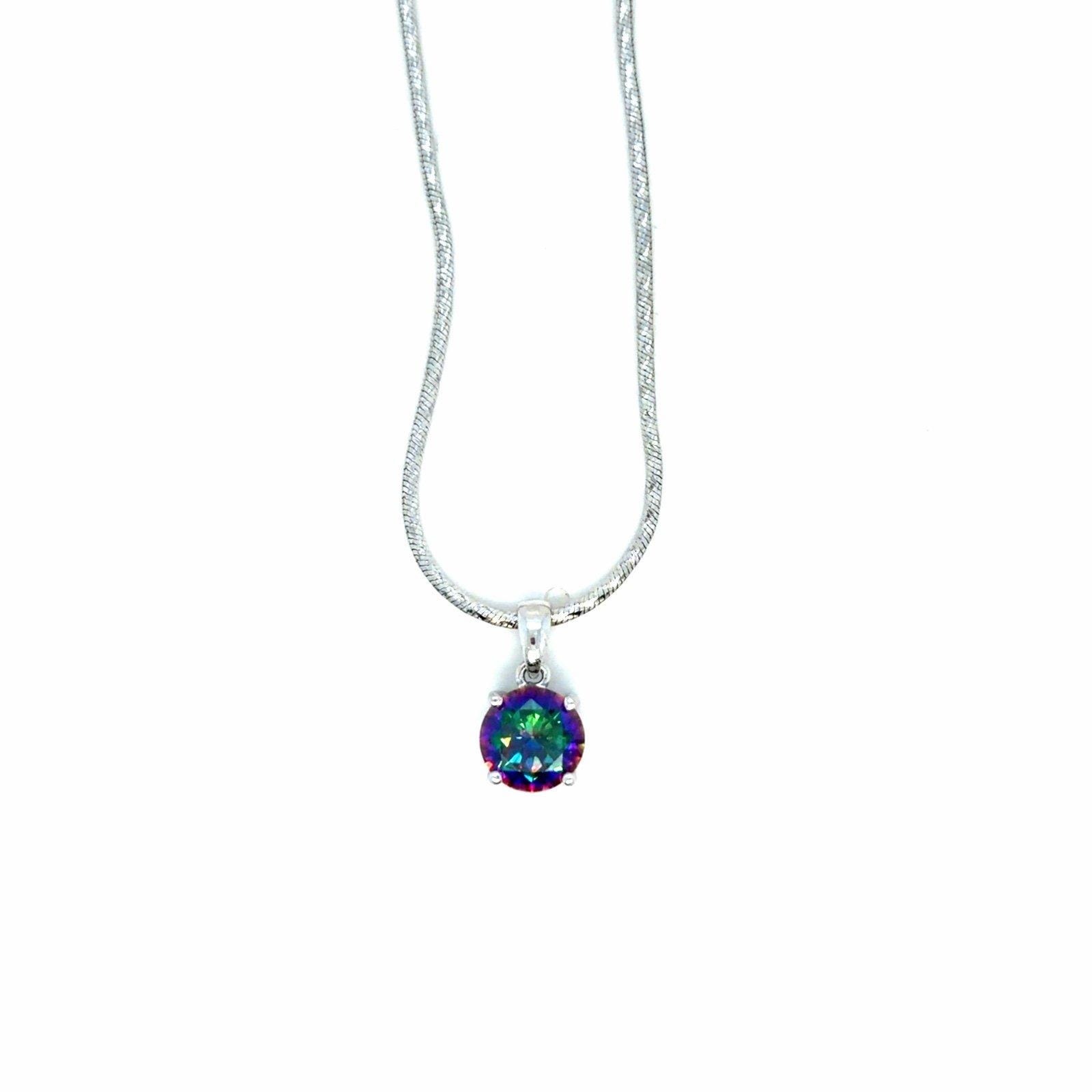 Silver 925 Round Mystic Topaz Necklace