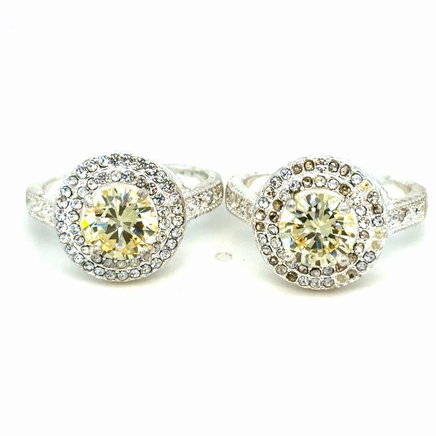 2 Sparkling Yellow/White Cz Rings