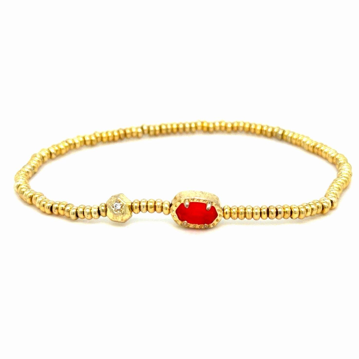 Kendra Scott Beaded Red Stone Stretch Bracelet