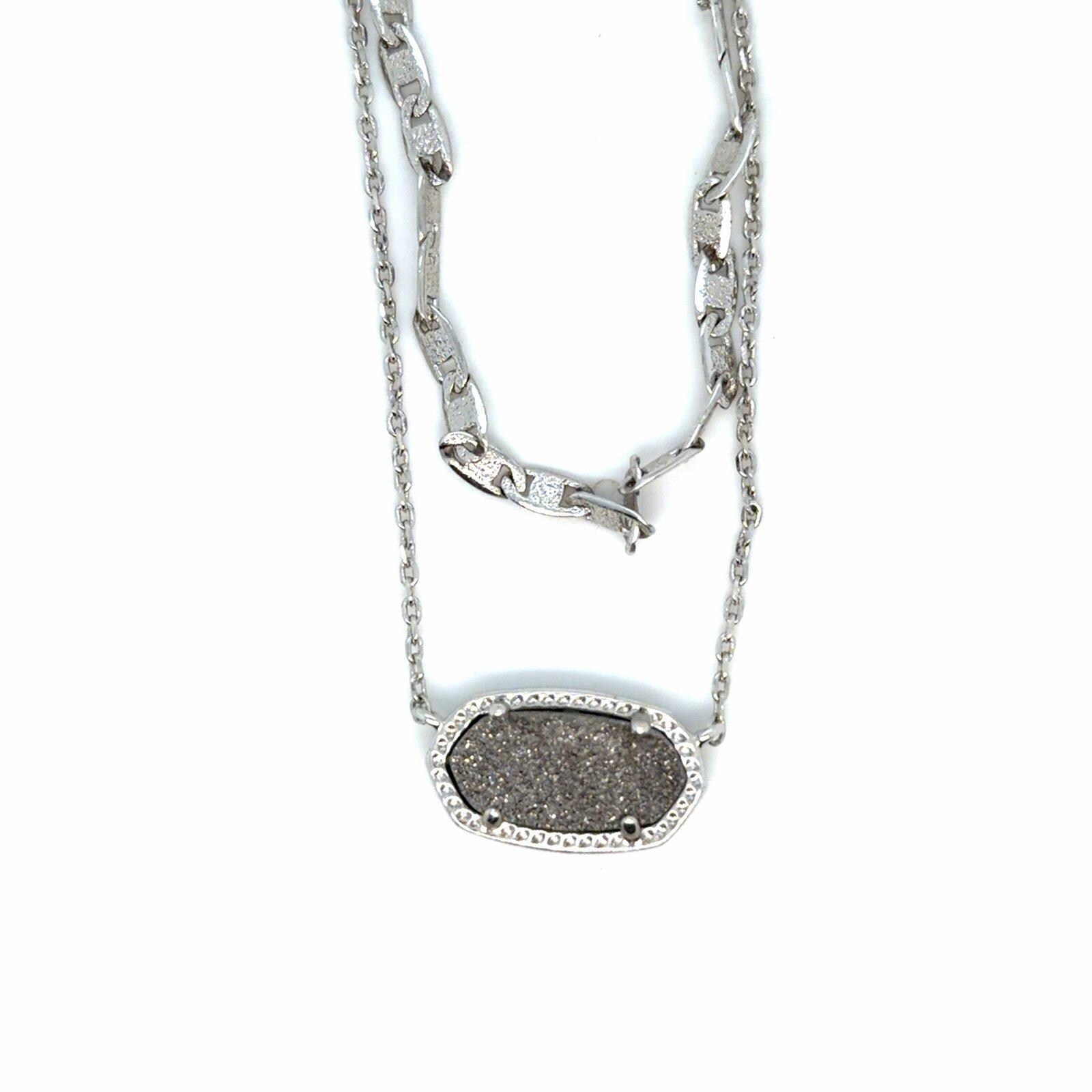 Kendra Scott Elisa Multi strand Platinum Druzy Necklace
