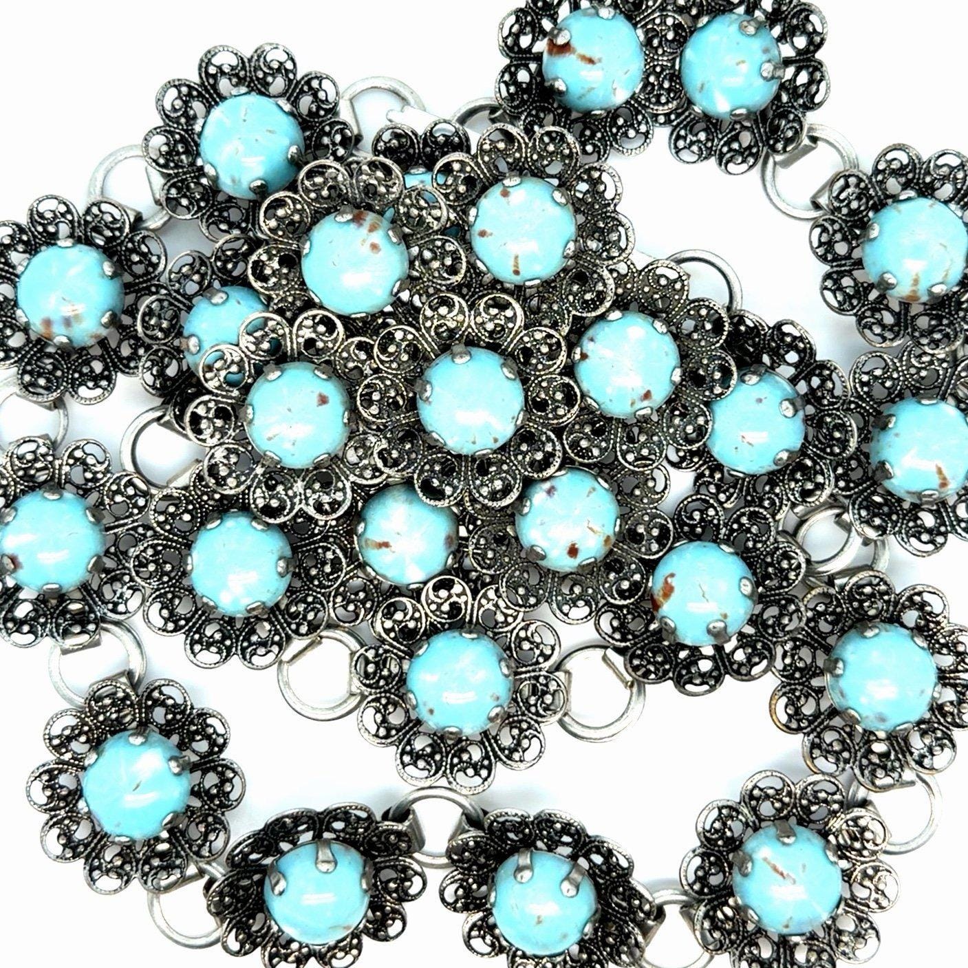 Blues Stones Necklace, Bracelet & Brooch Set