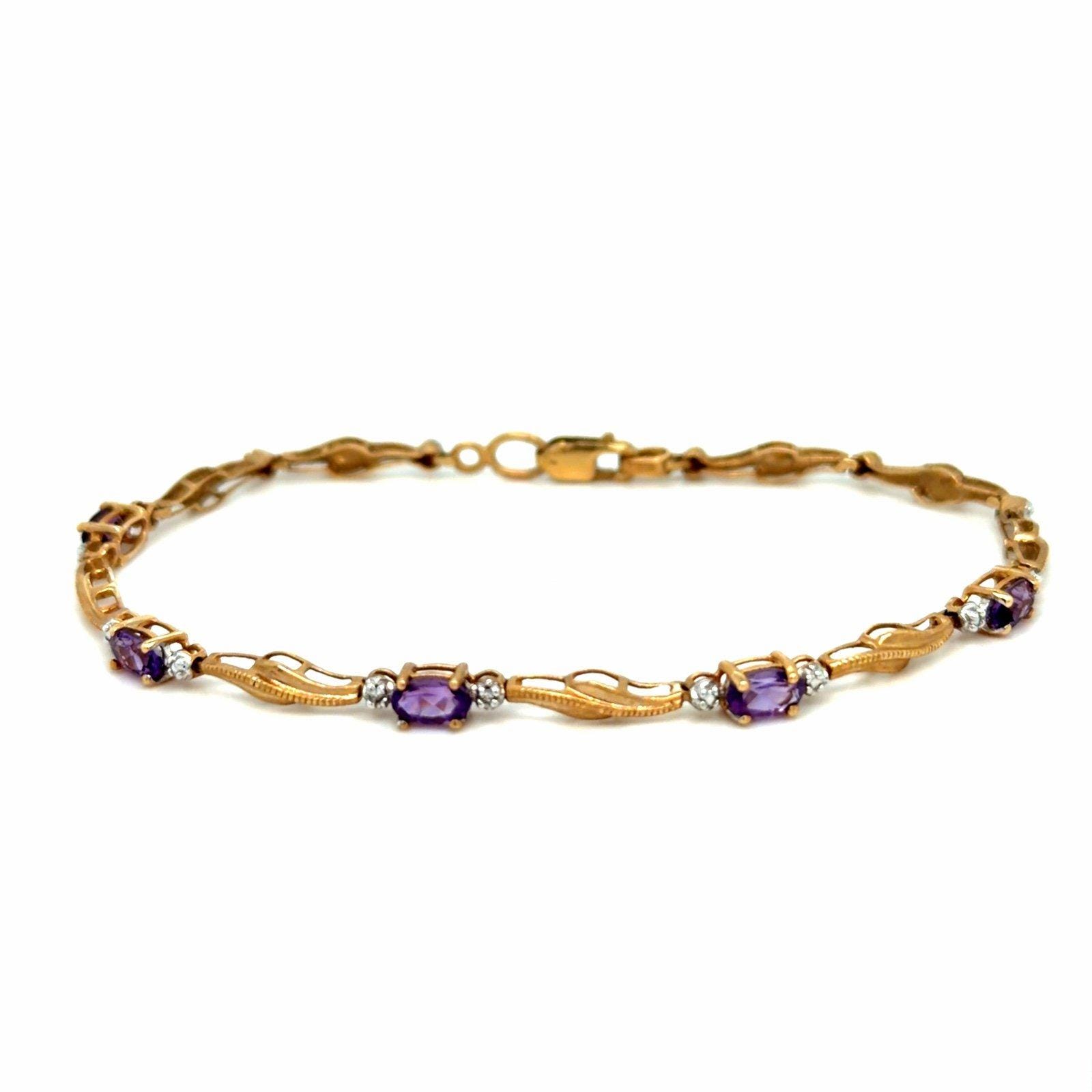 Delicate 10K Gold Amethyst Bracelet