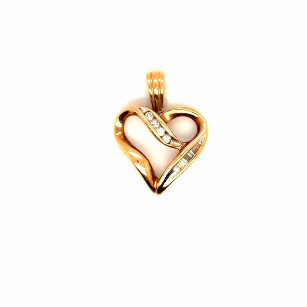 10K Gold Diamond Heart Pendant