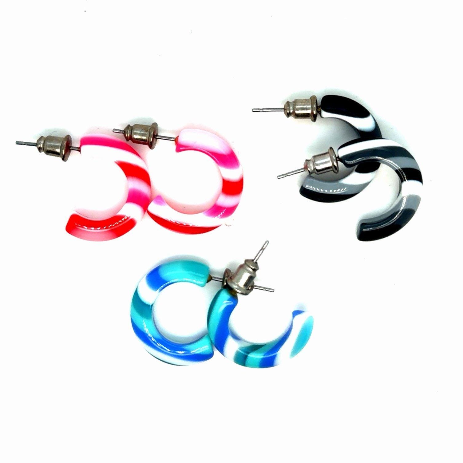 3 Pairs Multicolor Hoops Earrings