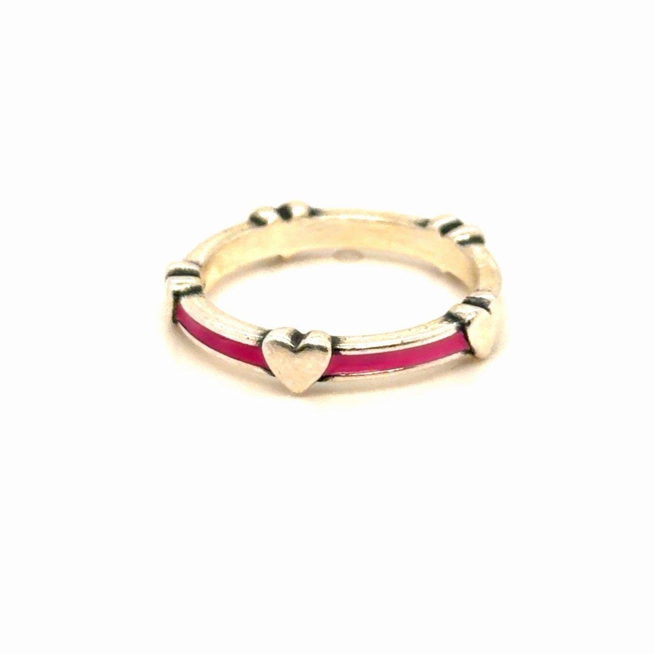 James Avery Pink Enamel Band With Hearts Ring