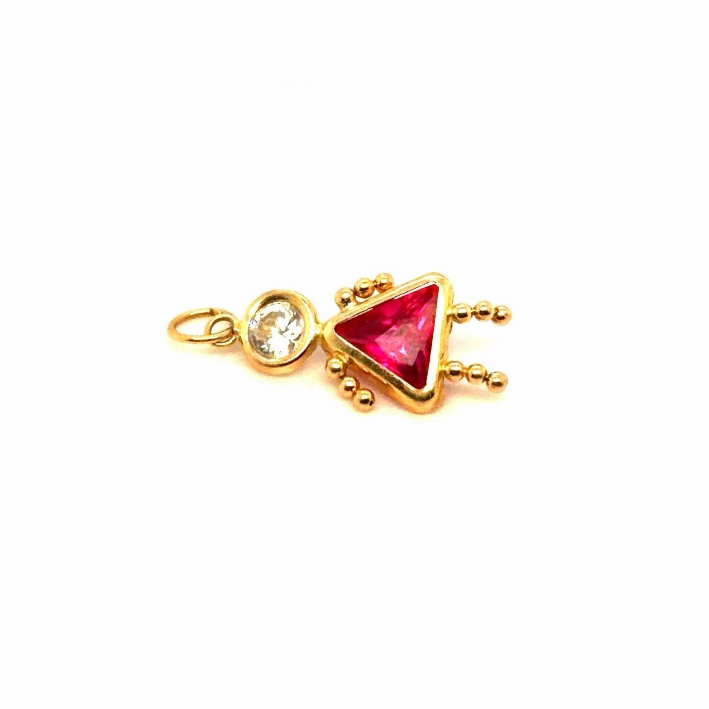 10K Gold Ruby /Cz Girl Pendant