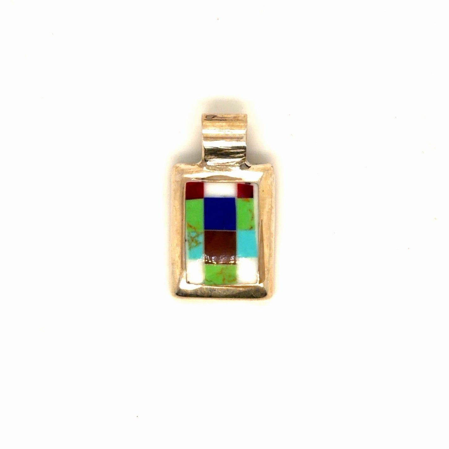 Mexico Silver 925 Colored Mosaic Stones Pendant