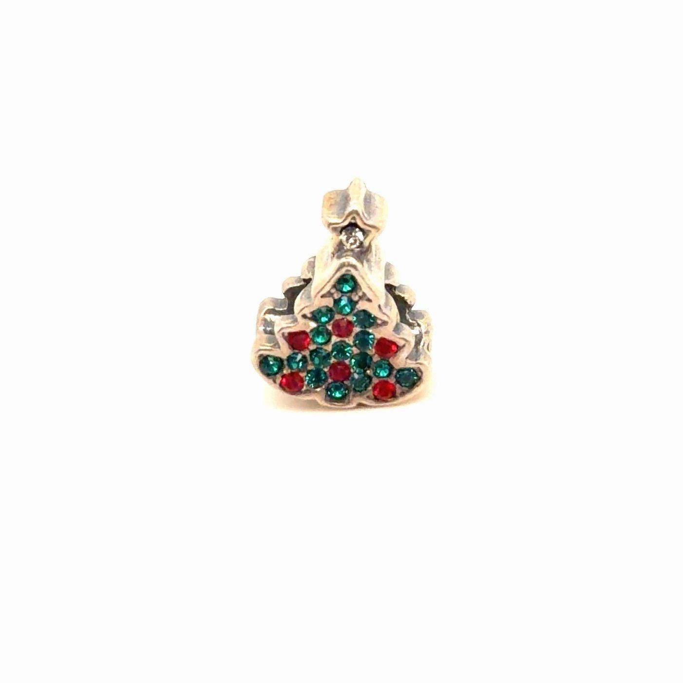 Italy 925 Pave Cz Christmas Tree Charm