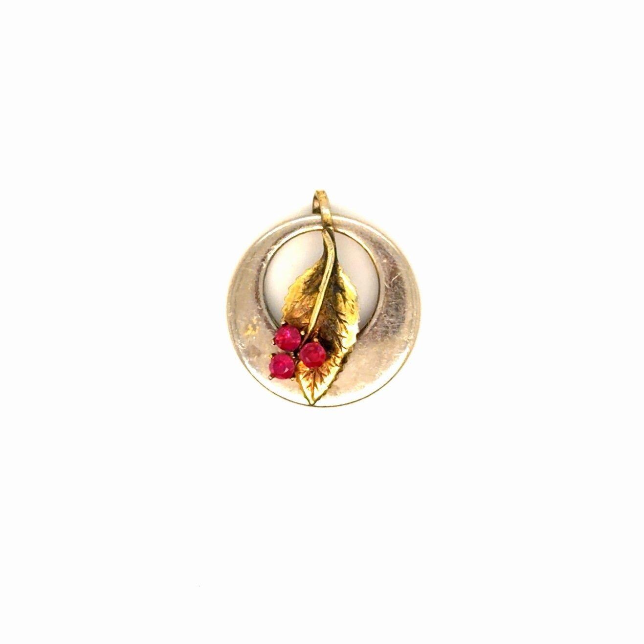 Gold/Silver Rubies Round Pendant