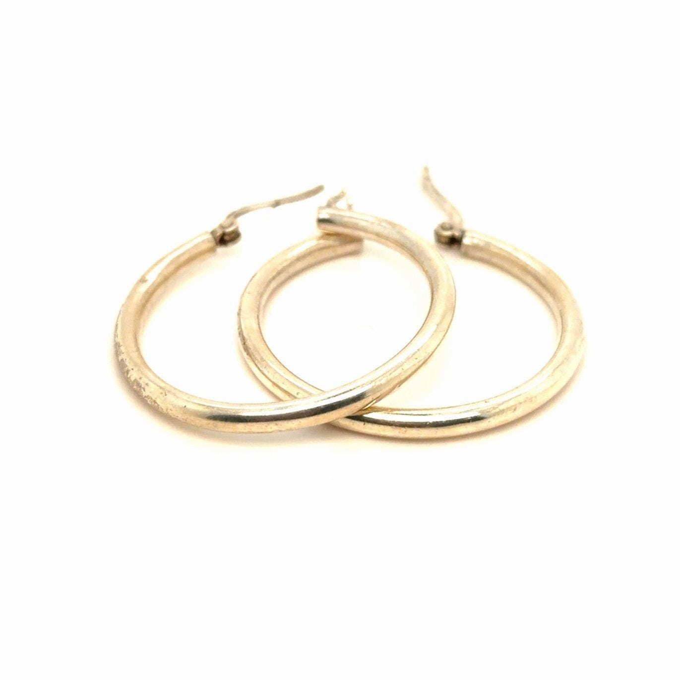 Sterling Silver 925 Plain Hoops Earrings