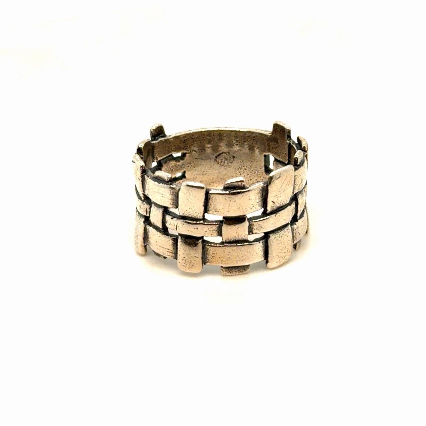 Sterling Silver 925 Basket Weave Ring