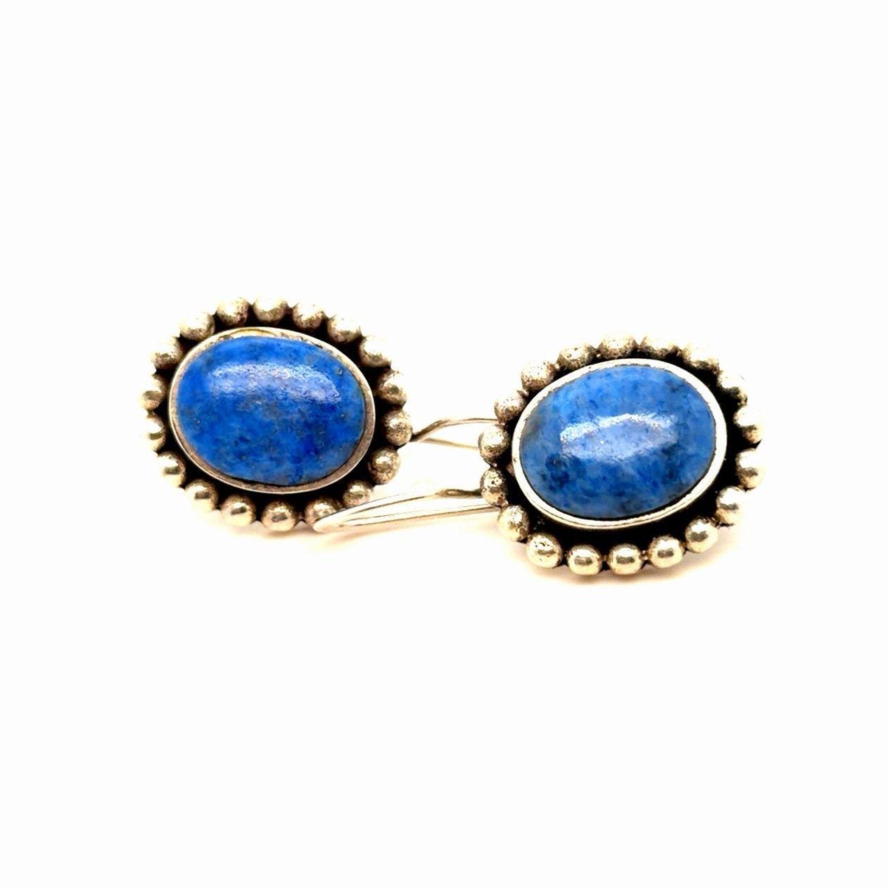 Silver 925 Blue Stones Dangle Earrings