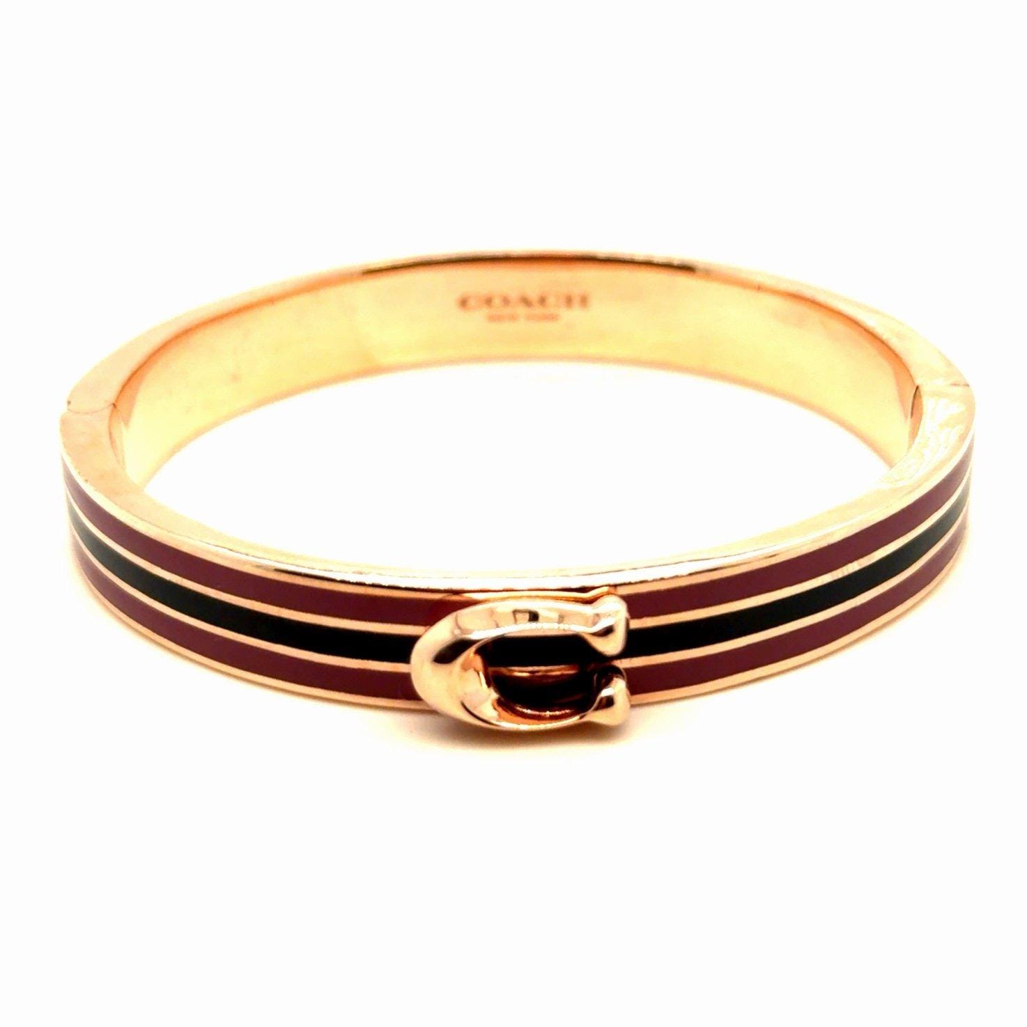 Coach Pink/Black Striped Magnetic Bangle