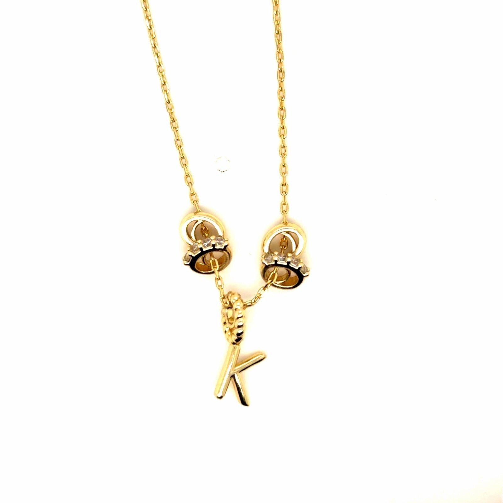 Gold Plated Letter K Charm Necklace
