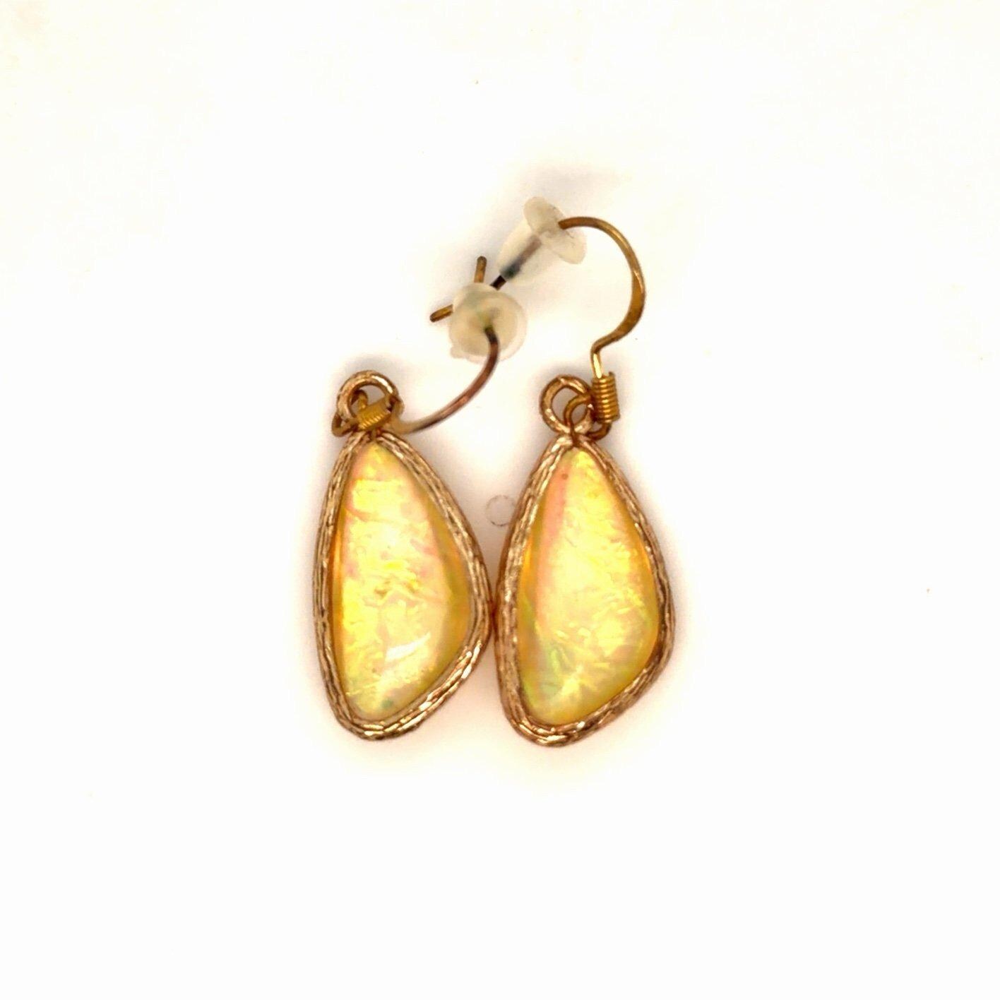 Gorgeous Opal Like Stone Dangle Earrings