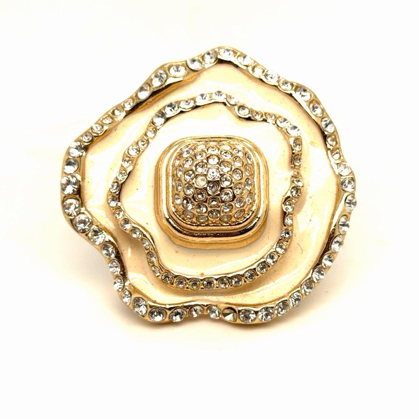 Rhinestones Flower Statement Ring