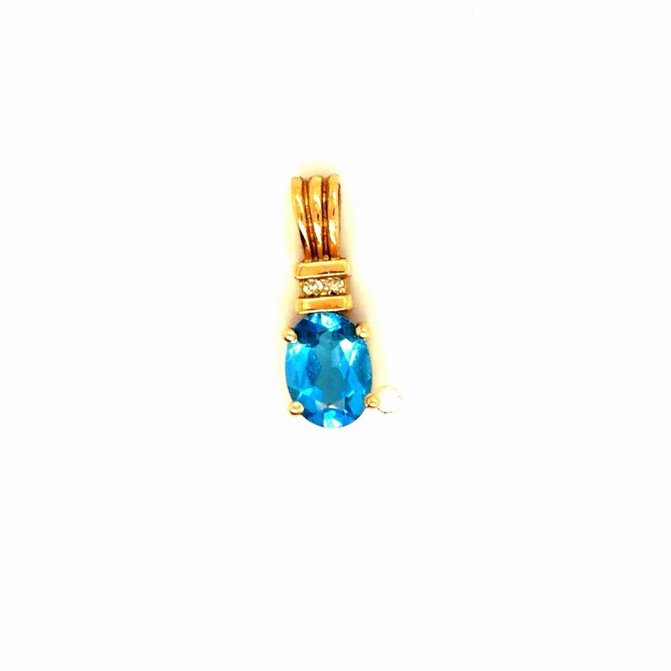 14K Yellow Gold Topaz/Diamond Pendant