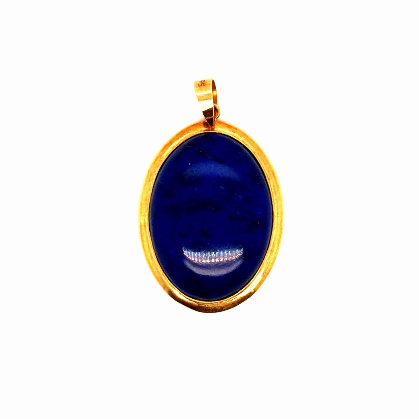 14K Yellow Gold Lapis Lazulli Pendant