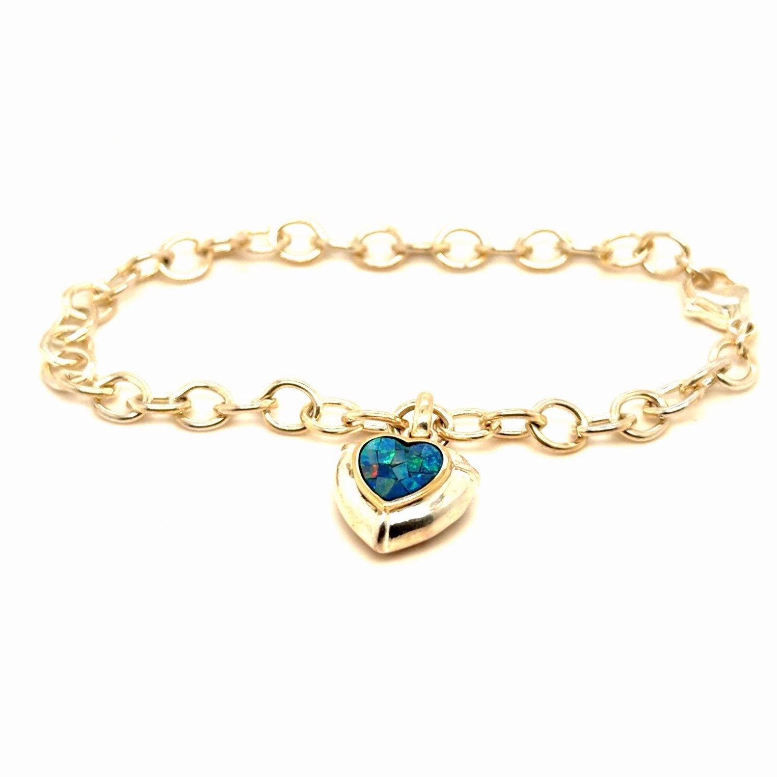 Sterling Silver Mosaic Opal Heart Bracelet