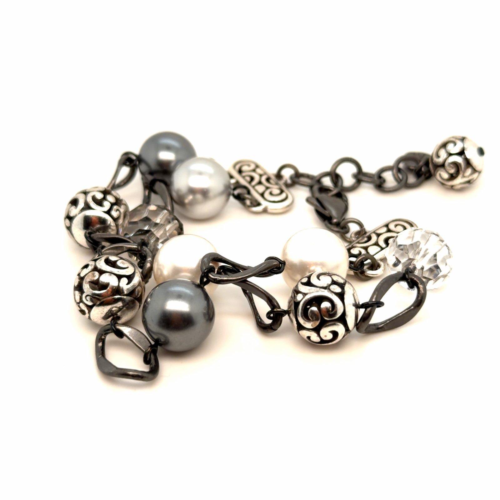 Gunmetal Brighton Double Strand Pearl Bracelet