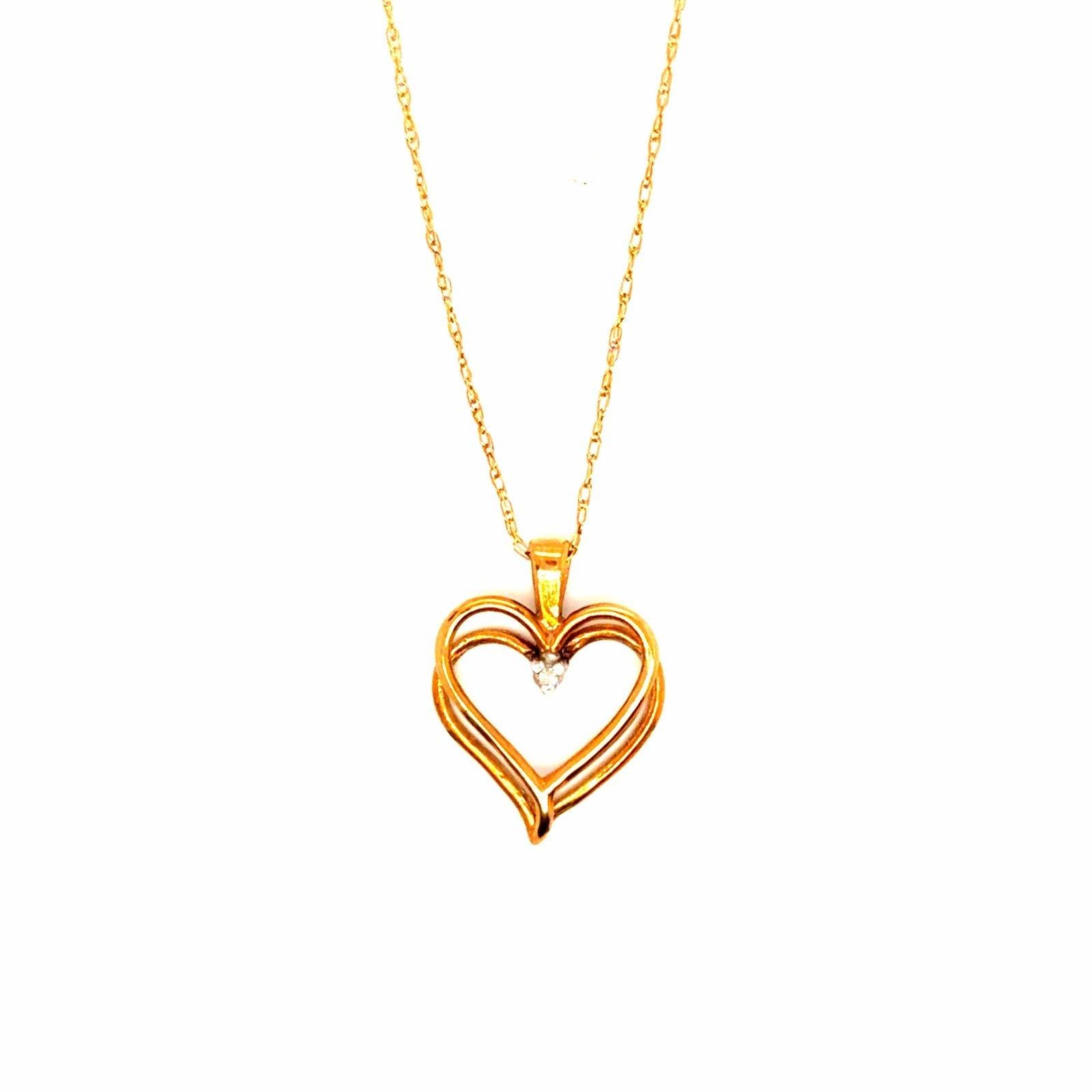 Delicate 10K Gold Diamond Heart Necklace