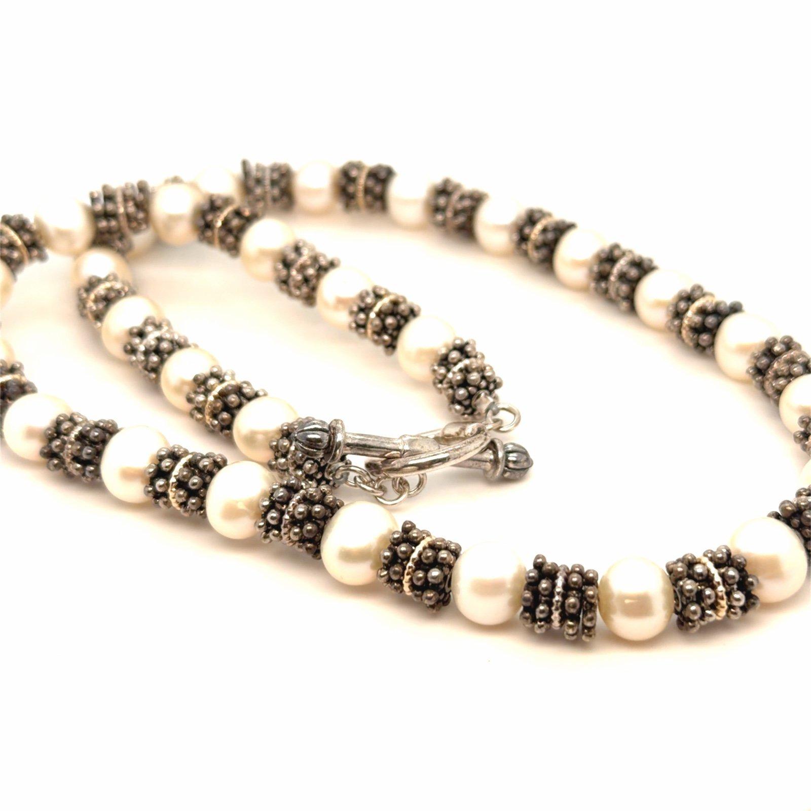 Lovely 925 14K Pearl Toggle Necklace