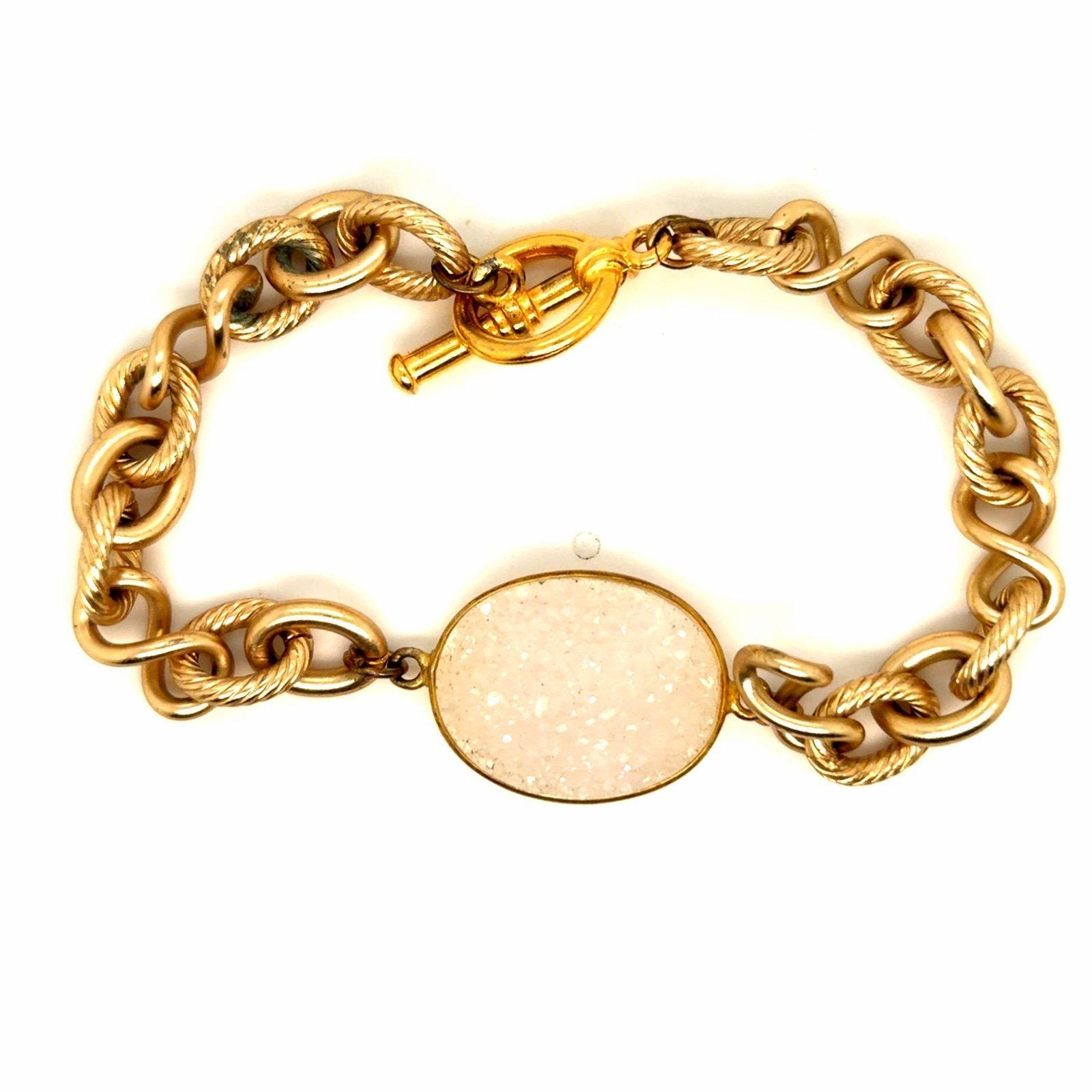 Druzy Stone Link Toggle Bracelet