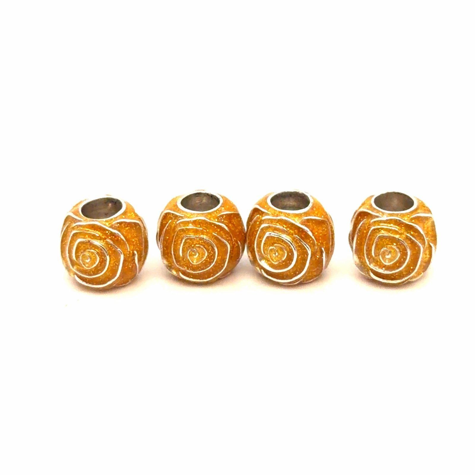 4 Pandora Yellow Rose in Bloom Charms
