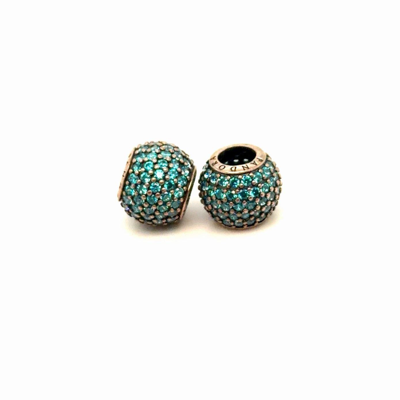 2 Pandora Pave Lights Dark Green Charms