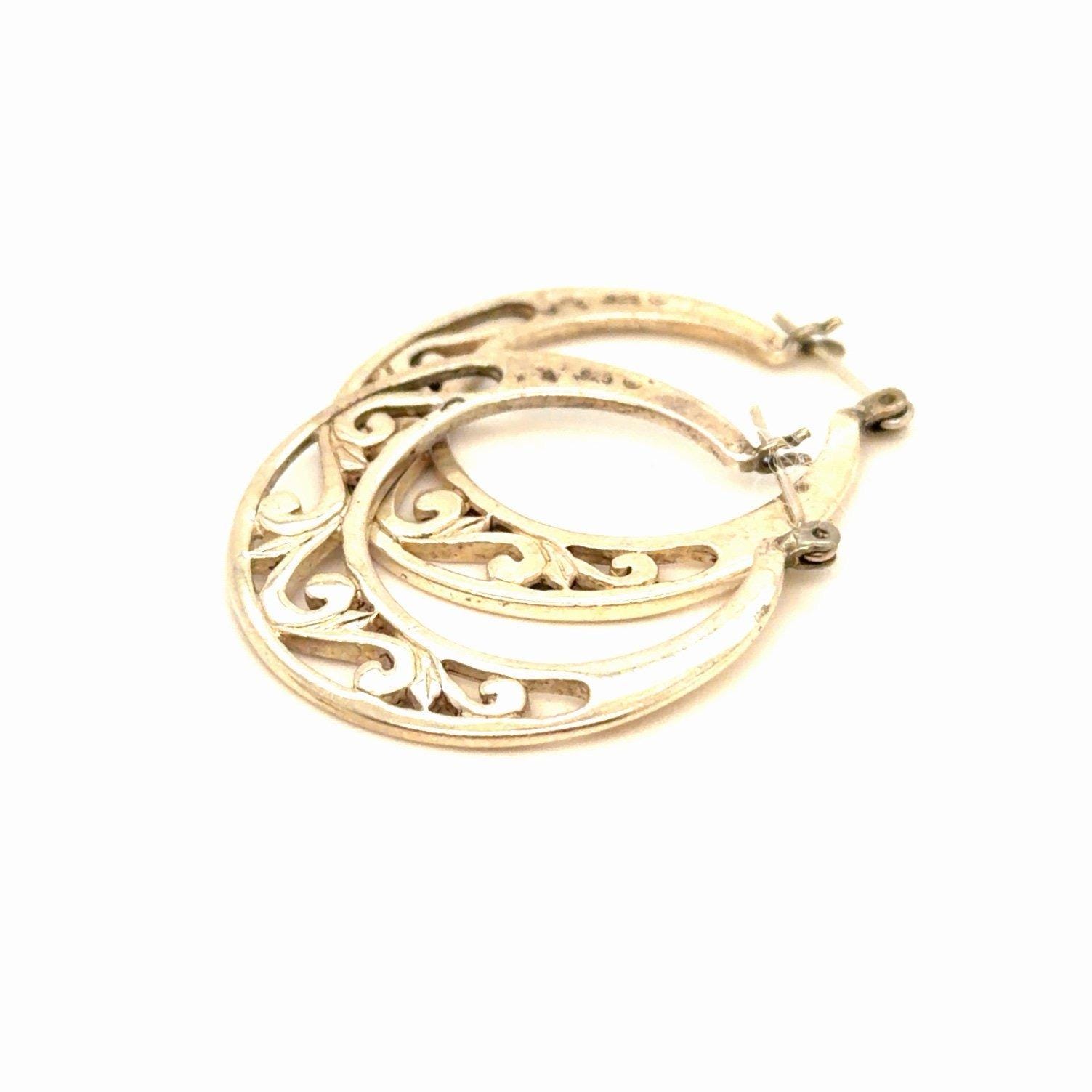 Silver 925 Scroll Hoops Earrings