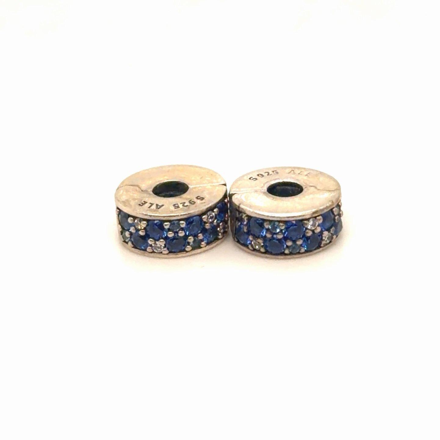 2 Pandora Blue Pave Clip Charms
