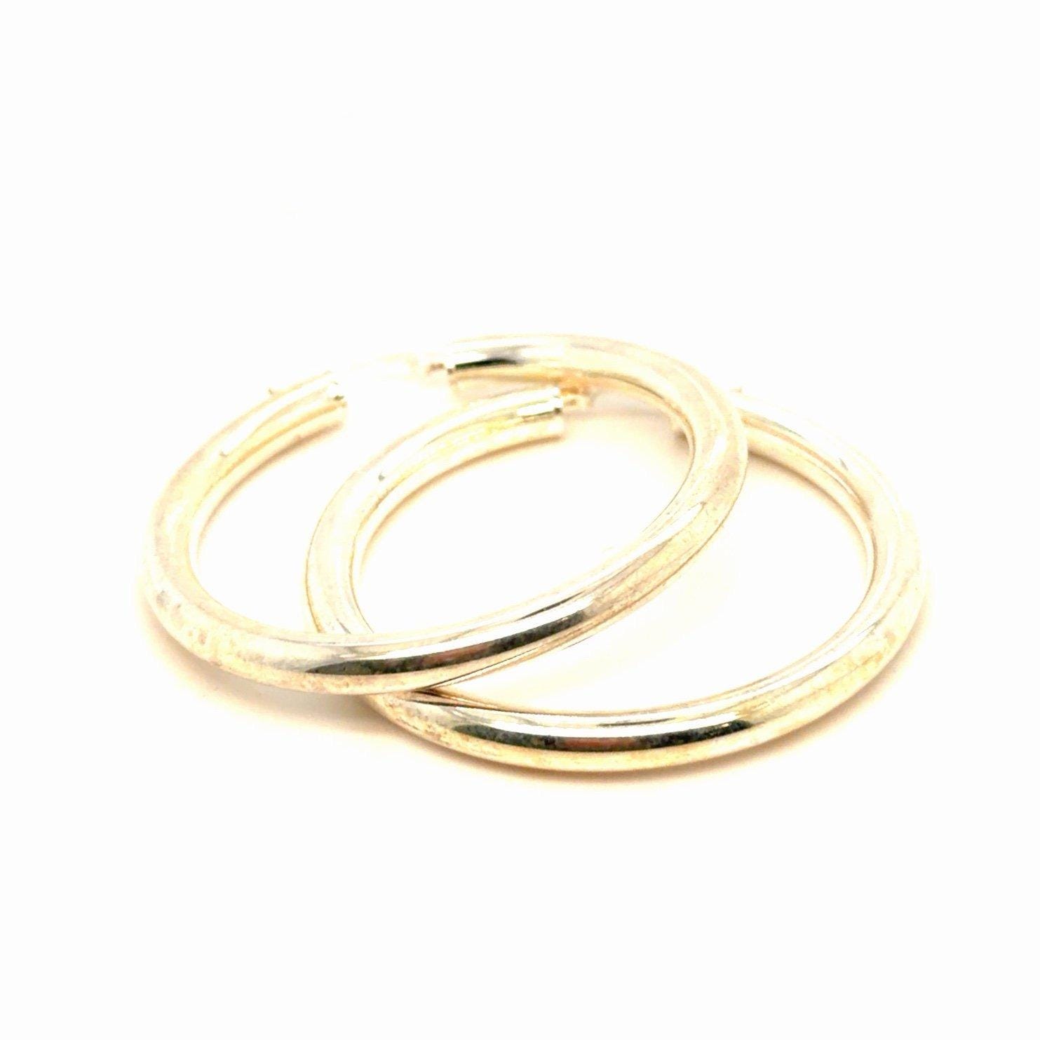 Large Sterling Silver 925 Hoops Earrings